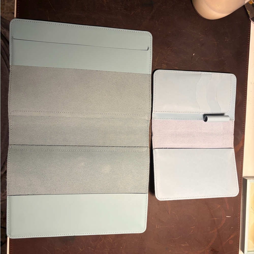 Light Blue Leather Journal Cover Set - Picture 2 of 5